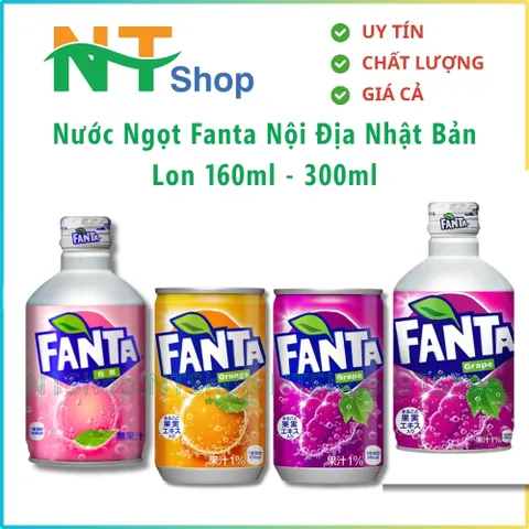 Nước Ngọt Fanta Nhật Bản Vị Nho, Vị Đào Và Vị Cam, Lon 160ml và 300ml, Giải Khát Cho Gia ĐÌnh