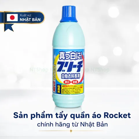 Nước tẩy trắng quần áo trắng hiệu Rocket Nhật Bản - Làm sạch vết bẩn cứng đầu, khử mùi hôi trên áo