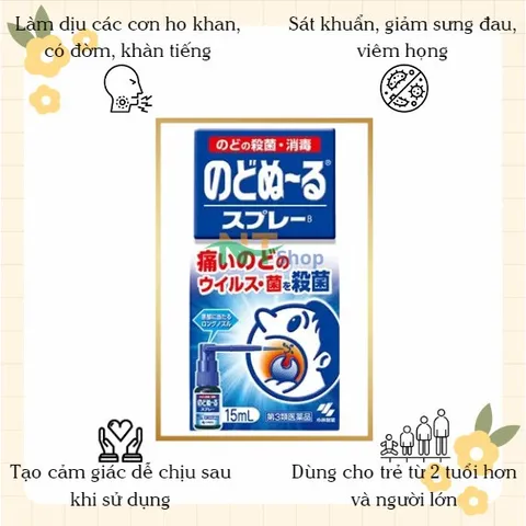 Xịt Họng Kobayashi 15ml Nhật Bản – Chai Xịt Nhỏ Gọn Hỗ Trợ Giảm Khó Chịu, Phù Hợp Dùng Khi Đi Làm, Du Lịch