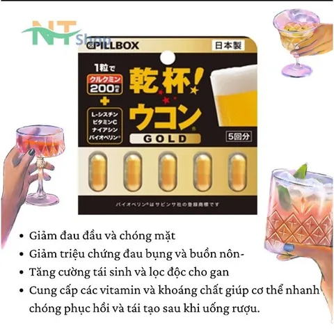 Viên Uống Giải Rượu Pillbox Gold Vỉ 5 Viên