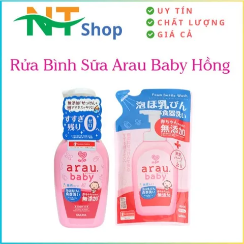 Nước Rửa Bình Sữa Arau Baby Hồng- Nhật Bản