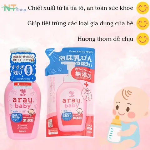 Nước Rửa Bình Sữa Arau Baby Hồng- Nhật Bản