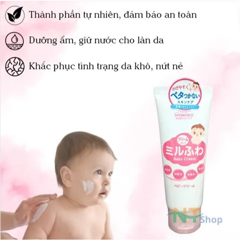 Wakodo Baby Cream 60g - Kem Dưỡng Ẩm Cho Trẻ Sơ Sinh & Em Bé - Hàng Chuẩn Nhật