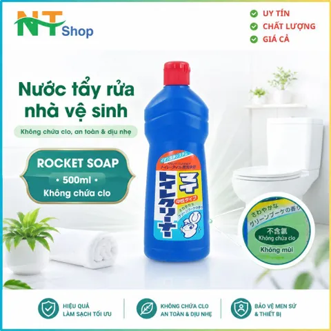 Nước tẩy rửa nhà vệ sinh, Toilet 500ml Rocket Soap Nhât Bản Làm Sạch Vết Bẩn Cứng Đầu Sàn Và Bôn Cầu