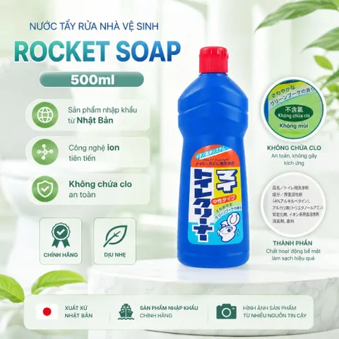 Nước tẩy rửa nhà vệ sinh, Toilet 500ml Rocket Soap Nhât Bản Làm Sạch Vết Bẩn Cứng Đầu Sàn Và Bôn Cầu