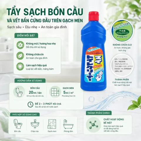 Nước tẩy rửa nhà vệ sinh, Toilet 500ml Rocket Soap Nhât Bản Làm Sạch Vết Bẩn Cứng Đầu Sàn Và Bôn Cầu