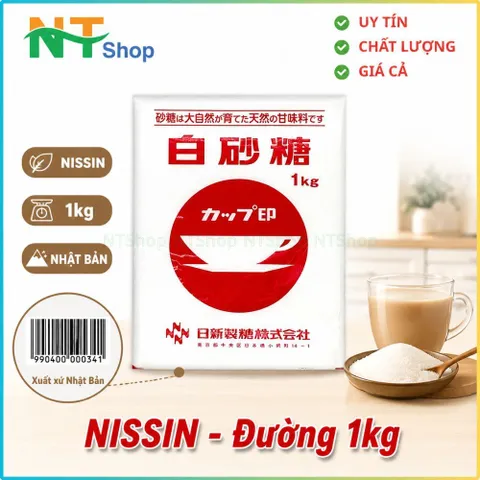 Đường trắng Nissin 1kg - vị ngọt thanh mát, ngọt dịu nhẹ - 100% mía đường & củ cải đường - Nhật Bản