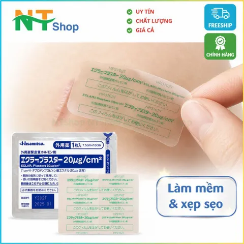 Miếng dán ép sẹo lồi eclar plaster Hisamitsu - làm mềm, xẹp sẹo lồi - độ bám dính cao