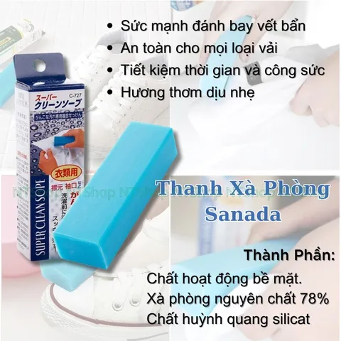 Thanh Xà Phòng Sanada Nhật Bản 100gr - Loại Trừ Các Vết Bẩn Cứng Đầu {NT SHop}