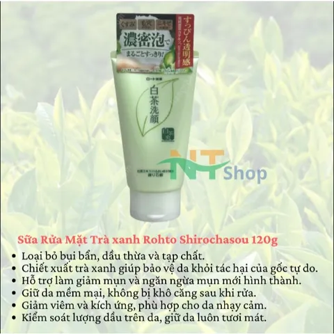 Sữa Rửa Mặt Trà Xanh Rohto Shirochasou 120g
