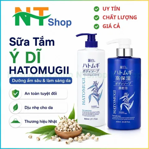 Sữa Tắm Hatomugi Chính Hãng Nhật Bản 800ml Dưỡng Ẩm Và Sáng Da Tự Nhiên Dành Cho Mọi Loại Da