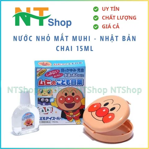 Nước Vệ Sinh Mắt Muhi 15ml Nhật Bản Cho Bé Từ 3 Tháng An Toàn Dịu Nhẹ, Không Cay