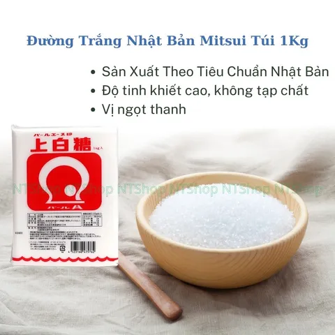Đường trắng Mitsui 1kg - hạt mịn tan nhanh - hàng Nhật nội địa - dùng nấu ăn pha chế làm bánh