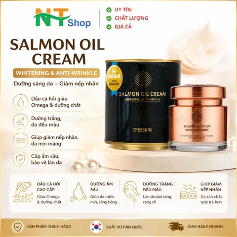 Cre8skin salmon oil cream 80g - kem dưỡng cá hồi dưỡng ẩm sâu làm sáng giảm nếp nhăn Hàn Quốc