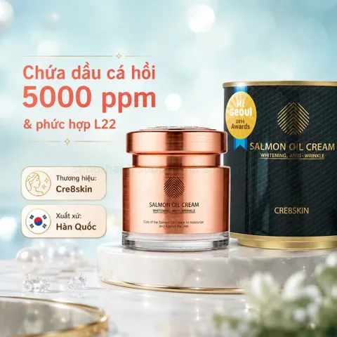 Cre8skin salmon oil cream 80g - kem dưỡng cá hồi dưỡng ẩm sâu làm sáng giảm nếp nhăn Hàn Quốc