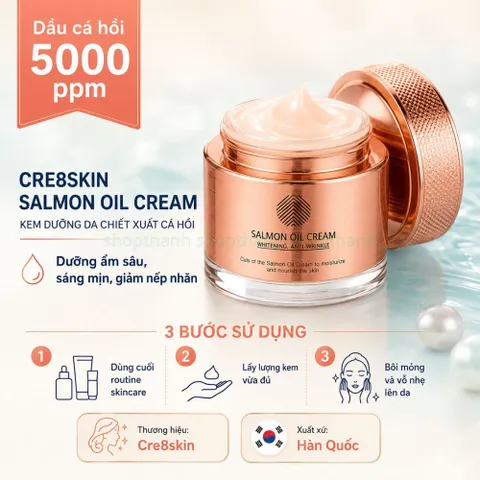 Cre8skin salmon oil cream 80g - kem dưỡng cá hồi dưỡng ẩm sâu làm sáng giảm nếp nhăn Hàn Quốc