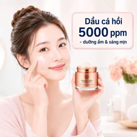 Cre8skin salmon oil cream 80g - kem dưỡng cá hồi dưỡng ẩm sâu làm sáng giảm nếp nhăn Hàn Quốc