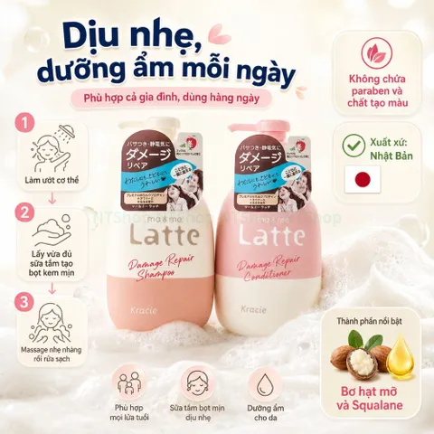 Dầu Gội - Xả Kracie Ma & Me Latte chai 490ml
