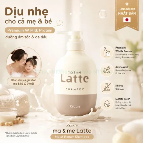 Dầu Gội - Xả Kracie Ma & Me Latte chai 490ml