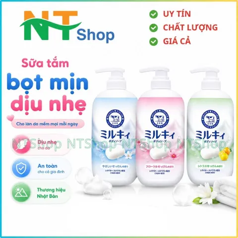 Sữa tắm bọt mịn COW Milky Body Soap Nhật Bản Dưỡng Ẩm Cho Da Không Paraben Cho Cả Gia Đình