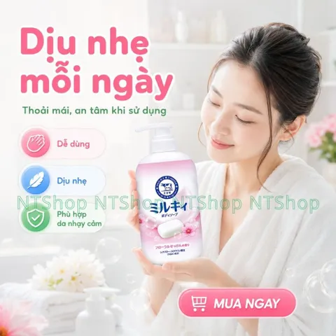 Sữa tắm bọt mịn COW Milky Body Soap Nhật Bản Dưỡng Ẩm Cho Da Không Paraben Cho Cả Gia Đình
