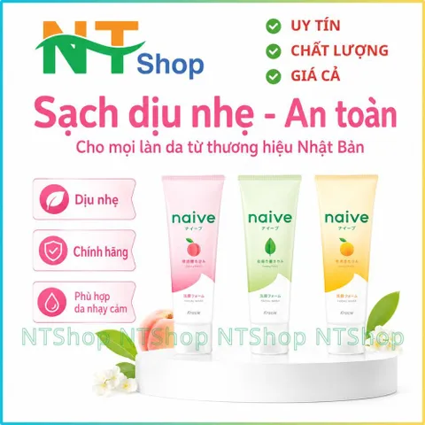 Sữa rửa mặt Kracie NAIVE FACE WASH Nhật Bản Làm Sạch Bụi Bẩn, Bã Nhờn Từ Thiên Nhiên