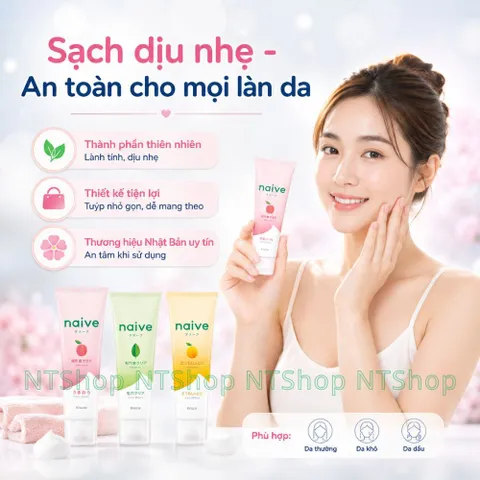 Sữa rửa mặt Kracie NAIVE FACE WASH Nhật Bản Làm Sạch Bụi Bẩn, Bã Nhờn Từ Thiên Nhiên