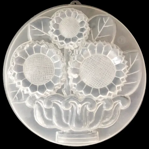 Khuôn rau câu sinh nhật, cưới hỏi bình hoa hướng dương – Khuôn hình tròn - Loại 20 cm – Mã 1822 804455