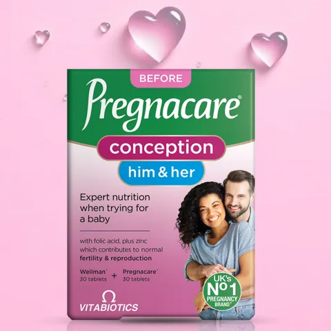 [Mẫu Mới] Viên uống Tăng Khả Năng Thụ Thai Vitabiotics Pregnacare Him & Her Conception 60 viên - Đẩy Nhanh Quá Trình Mang Thai Tự Nhiên - S/P Chuẩn UK