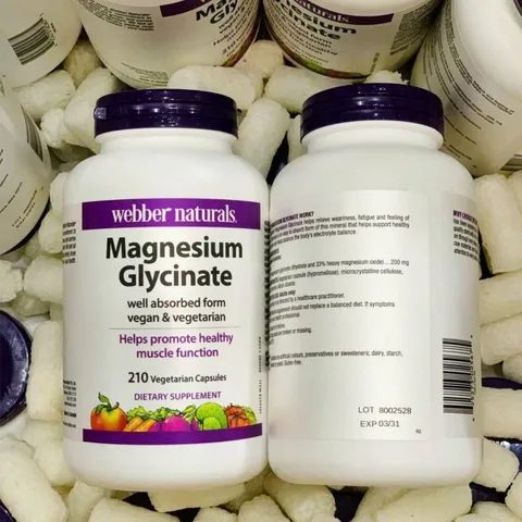 Viên uống Webber Naturals Magnesium Glycinate |210 viên| Tác động sinh học toàn thân - Hỗ trợ chức năng cơ bắp & Phục hồi thể lực [SP Chuẩn Canada không tem]