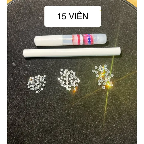 Set 15 viên đá đính răng kèm keo dán và bút , có hướng dẫn tự đính