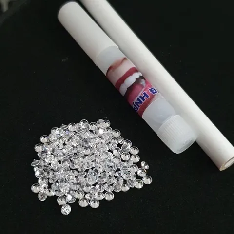 bộ 5 viên đá cz zirconia chân nhọn đính  kèm keo dán và bút [phải khoan sẵn lỗ]