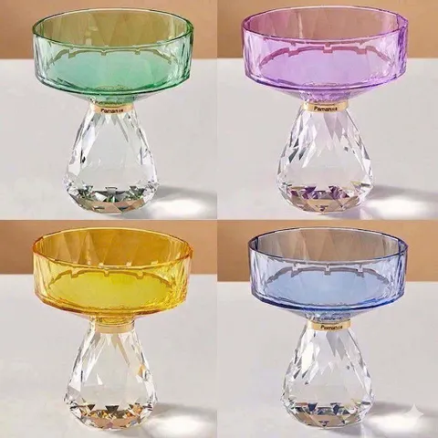 Set 6 ly kem pha lê sắc màu kèm thìa cao cấp