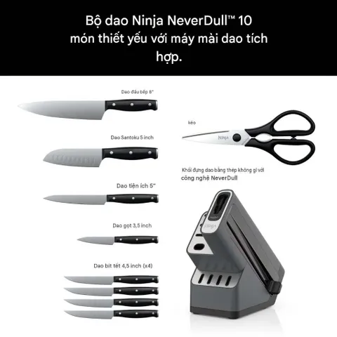 BỘ DAO TỰ MÀI 10 MÓN NINJA NEVERDULL ESSENTIAL
