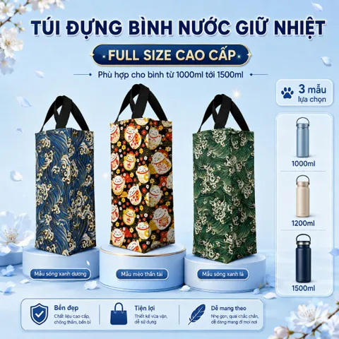 Túi Vài Simili Mellow Carry Đựng Bình Nước Giữ Nhiệt Full Size Từ 1000ml Tới 1500ml , Mẫu Sang Trọng Cao Cấp