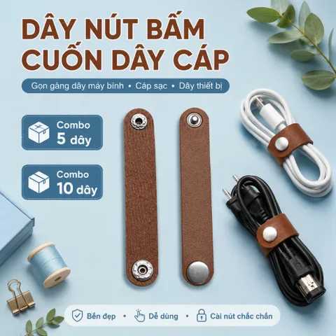 Combo 5 Dây ,10 dây buộc cáp bằng da, dây quấn dây cáp
