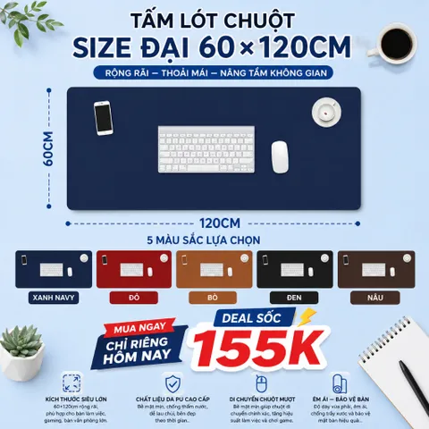 Tấm Lót Chuột Mellow Carry Size To 60x120cm , Chất Liệu Da Pu Cao Cấp Nhiều Màu Sắc