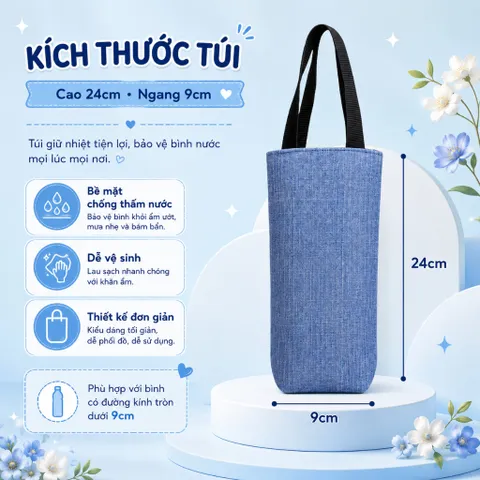 [ Giá Sỉ ] Combo 10 Túi Mellow Carry Đựng Bình Giữ Nhiệt 800ml , 897ml , 900ml Chất Liệu Simili Màu