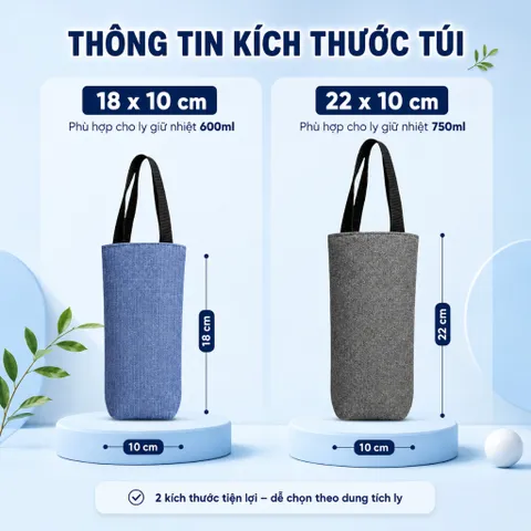 Túi Đựng Ly Giữ Nhiệt Phù Hợp Cho Ly 600ml Và 750ml , Chất Liệu Chống Thấm