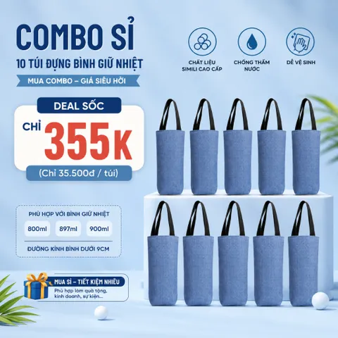 [ Giá Sỉ ] Combo 10 Túi Mellow Carry Đựng Bình Giữ Nhiệt 800ml , 897ml , 900ml Chất Liệu Simili Màu