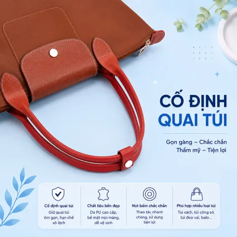 Combo 2 Dây Buộc Thu Ngắn Dây Da Túi Xách, Cố Định Quai Túi Có Cúc Bấm Tiện Lợi Cho Dây Túi Dài