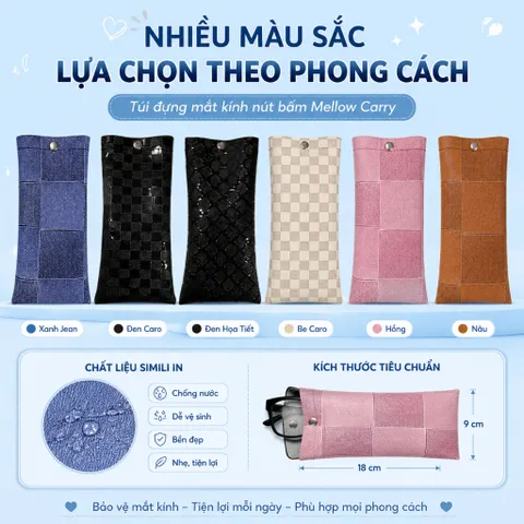 Túi Đựng Mắt Kinh Mellow Carry Chất Liệu Da Pu Đựng Bảo Vệ Mắt Kính Chống Nước