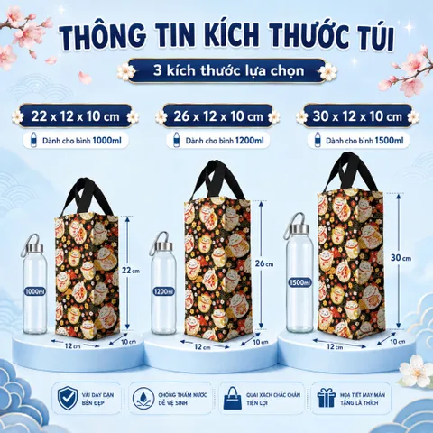 Túi Vài Simili Mellow Carry Đựng Bình Nước Giữ Nhiệt Full Size Từ 1000ml Tới 1500ml , Mẫu Sang Trọng Cao Cấp