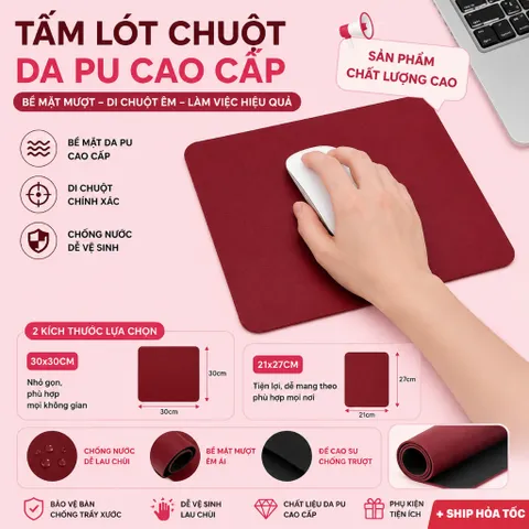 Phôi Tấm Lót Chuột Da PU 2mm 21x27cm - Set 10 Tấm Bán Sỉ - Chống Nước, Di Chuột Mượt, Làm Đồ Handmade