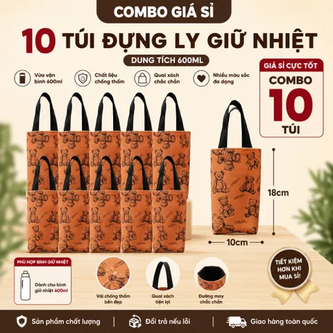Combo Giá Sỉ 10 Túi Đựng Ly Giữ Nhiệt 600ml , Kích Thước 18x10cm