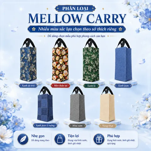 Túi Vài Simili Mellow Carry Đựng Bình Nước Giữ Nhiệt Full Size Từ 1000ml Tới 1500ml , Mẫu Sang Trọng Cao Cấp