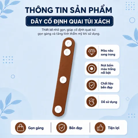 Combo 2 Dây Buộc Thu Ngắn Dây Da Túi Xách, Cố Định Quai Túi Có Cúc Bấm Tiện Lợi Cho Dây Túi Dài