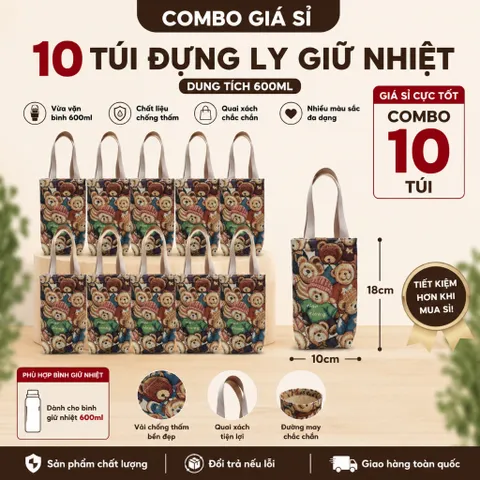 Combo Giá Sỉ 10 Túi Đựng Ly Giữ Nhiệt 600ml , Kích Thước 18x10cm