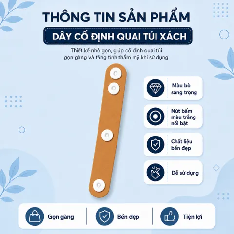 Combo 2 Dây Buộc Thu Ngắn Dây Da Túi Xách, Cố Định Quai Túi Có Cúc Bấm Tiện Lợi Cho Dây Túi Dài