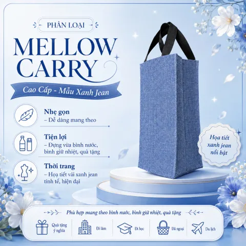 Túi Vài Simili Mellow Carry Đựng Bình Nước Giữ Nhiệt Full Size Từ 1000ml Tới 1500ml , Mẫu Sang Trọng Cao Cấp